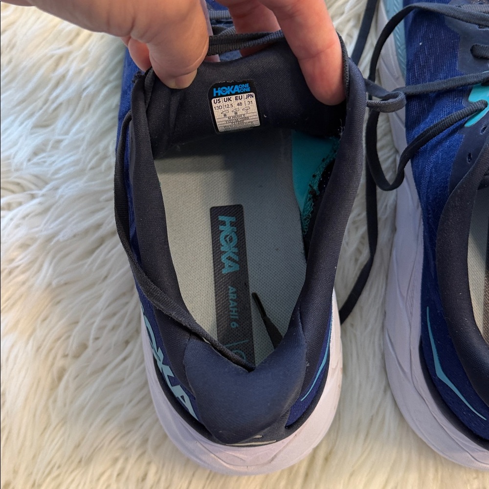 Hoka Men's Blue and White Athletic Shoes size 13D very good condition see photos - Picture 12 of 12